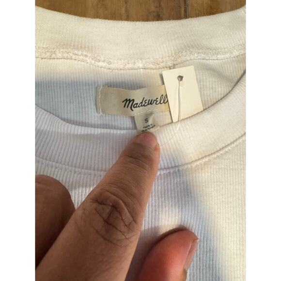 Madewell Cotton RIbbed Basic White Tee Shirt SIZE S - Picture 5 of 7